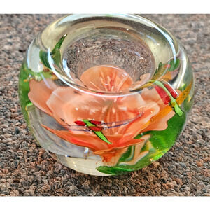 PENCO Paperweight Tealight Holder Flower W/Label 3"